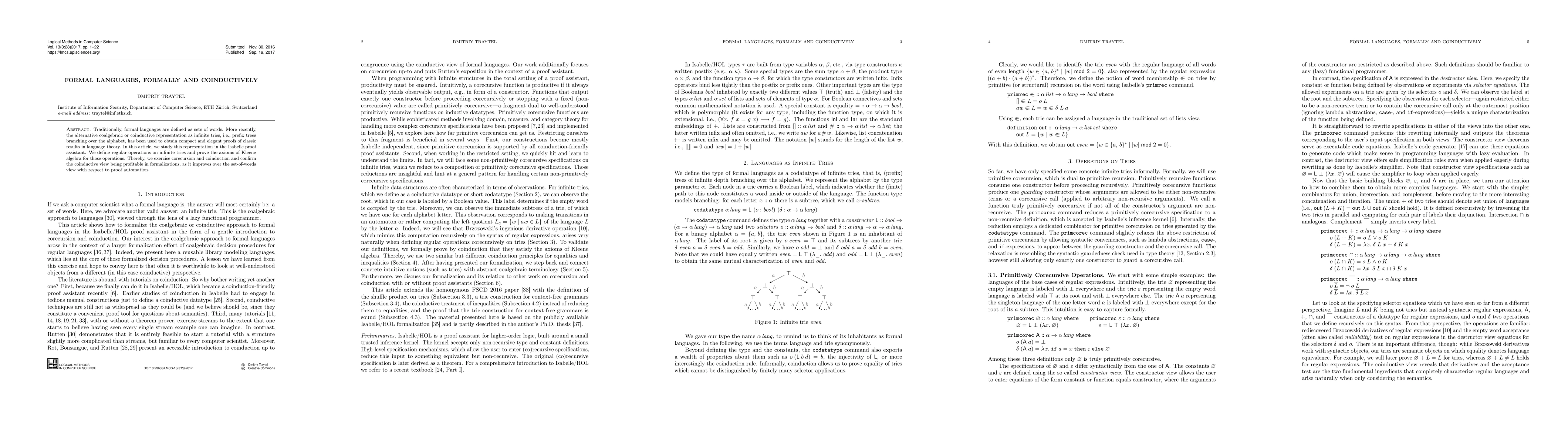 Thumbnail for Formal Languages, Formally and Coinductively