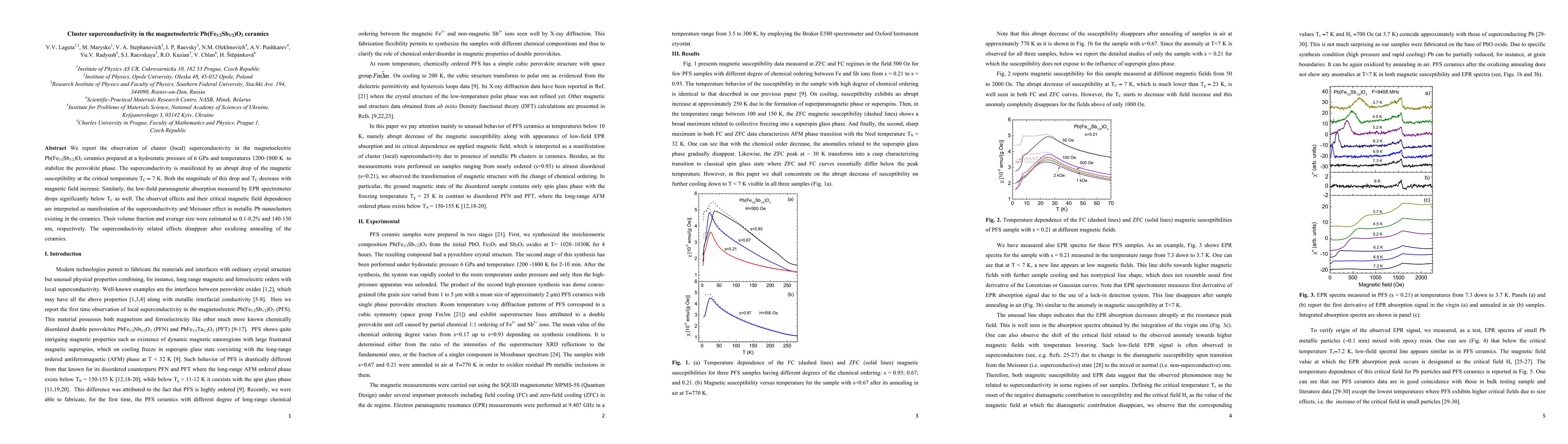 Thumbnail for Cluster superconductivity in the magnetoelectric Pb(Fe1/2Sb1/2)O3
  ceramics