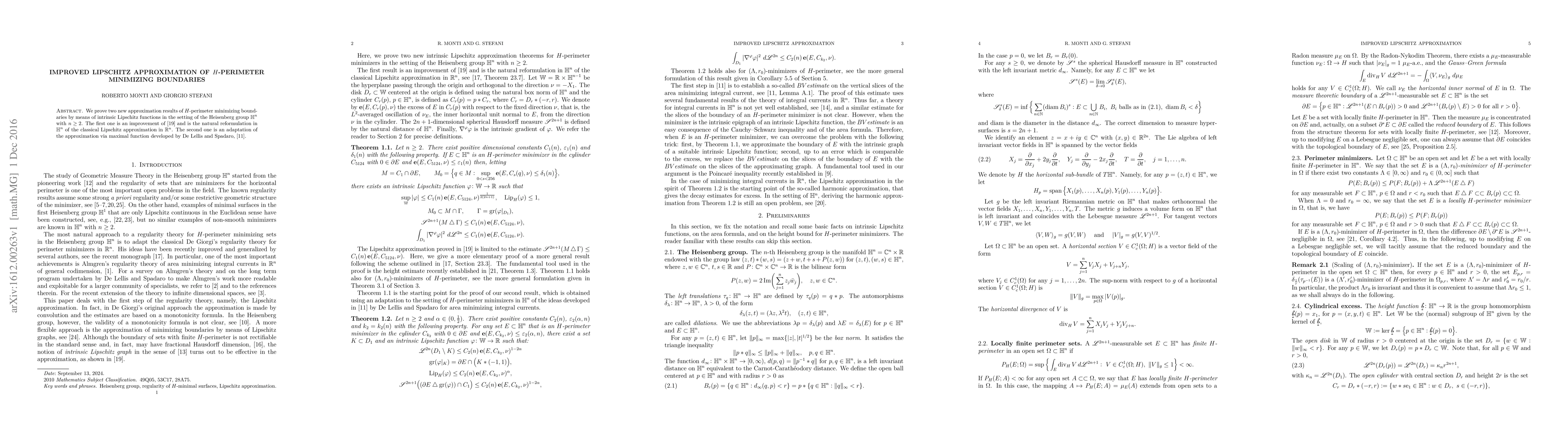 Thumbnail for Improved Lipschitz approximation of $H$-perimeter minimizing boundaries