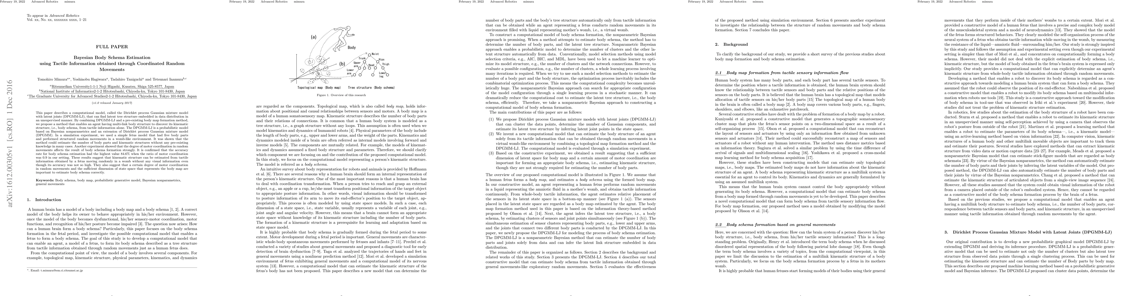 Thumbnail for Bayesian Body Schema Estimation using Tactile Information obtained
  through Coordinated Random Movements