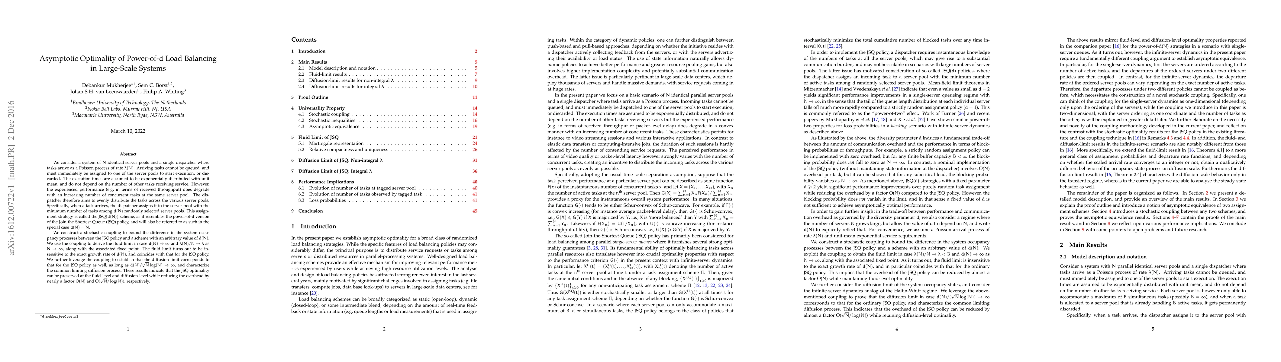 Thumbnail for Asymptotic Optimality of Power-of-$d$ Load Balancing in Large-Scale
  Systems
