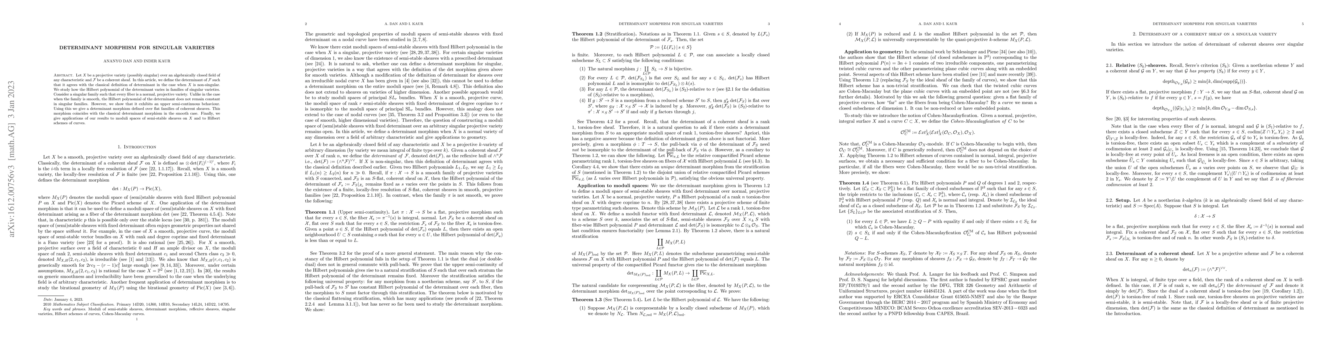 Thumbnail for Determinant morphism for singular varieties
