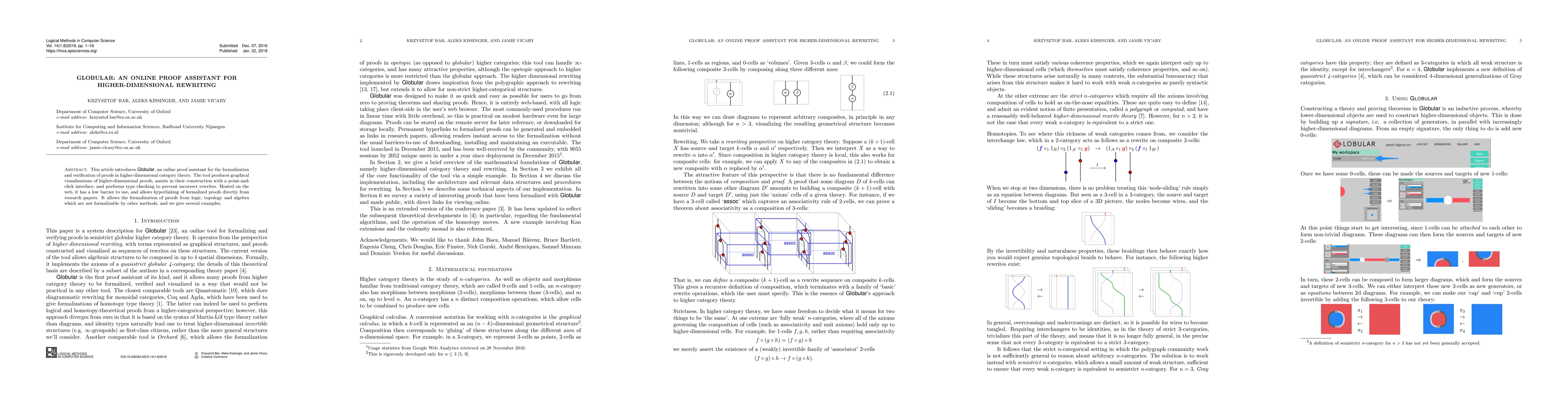 Thumbnail for Globular: an online proof assistant for higher-dimensional rewriting