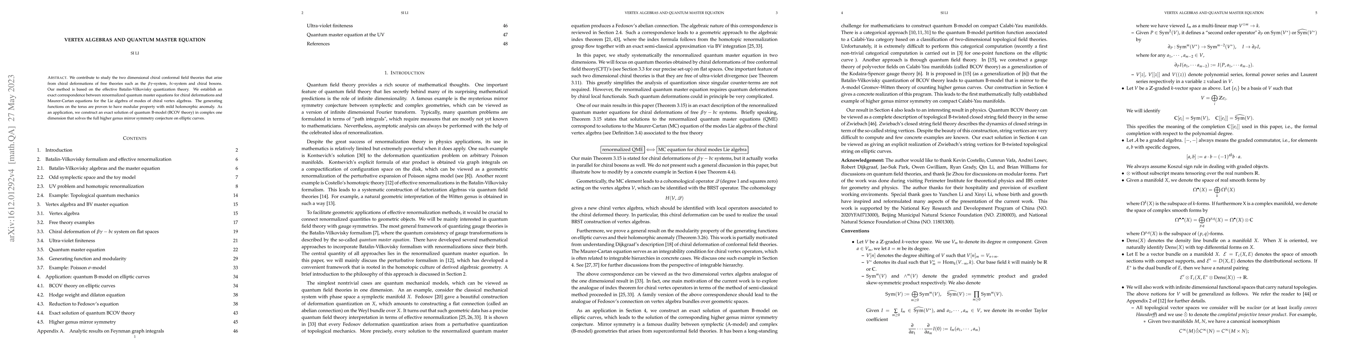 Thumbnail for Vertex algebras and quantum master equation