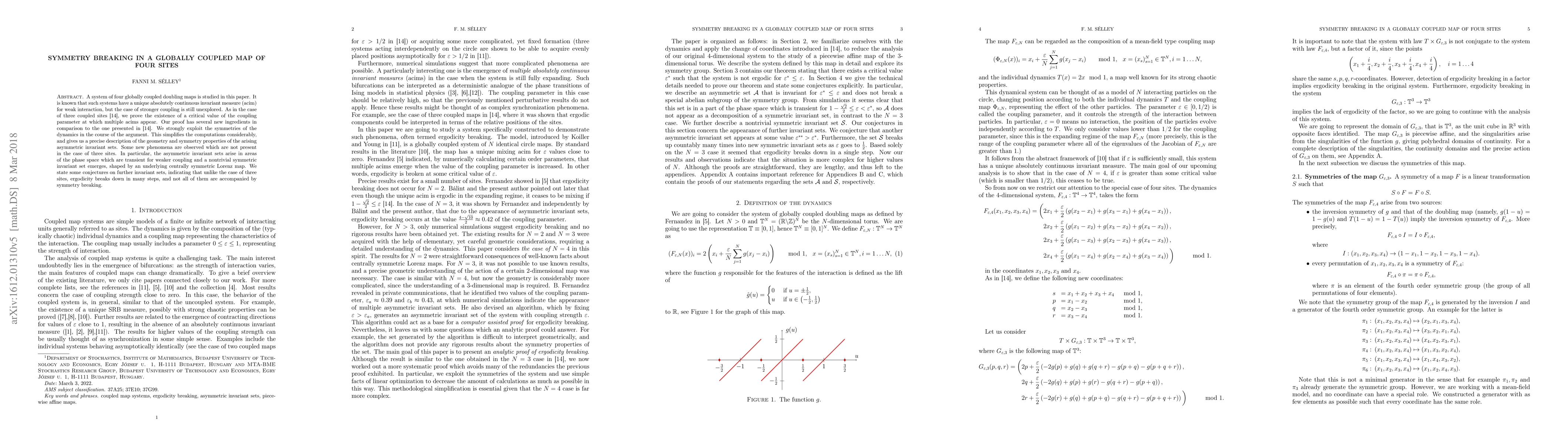 Thumbnail for Symmetry breaking in a globally coupled map of four sites