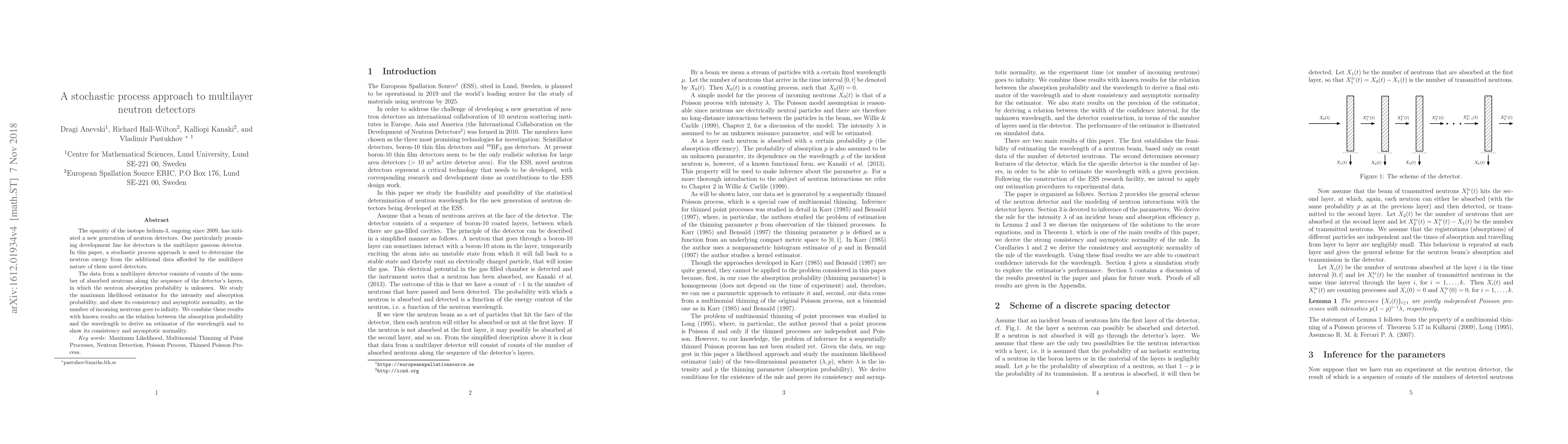 Thumbnail for A stochastic process approach to multilayer neutron detectors