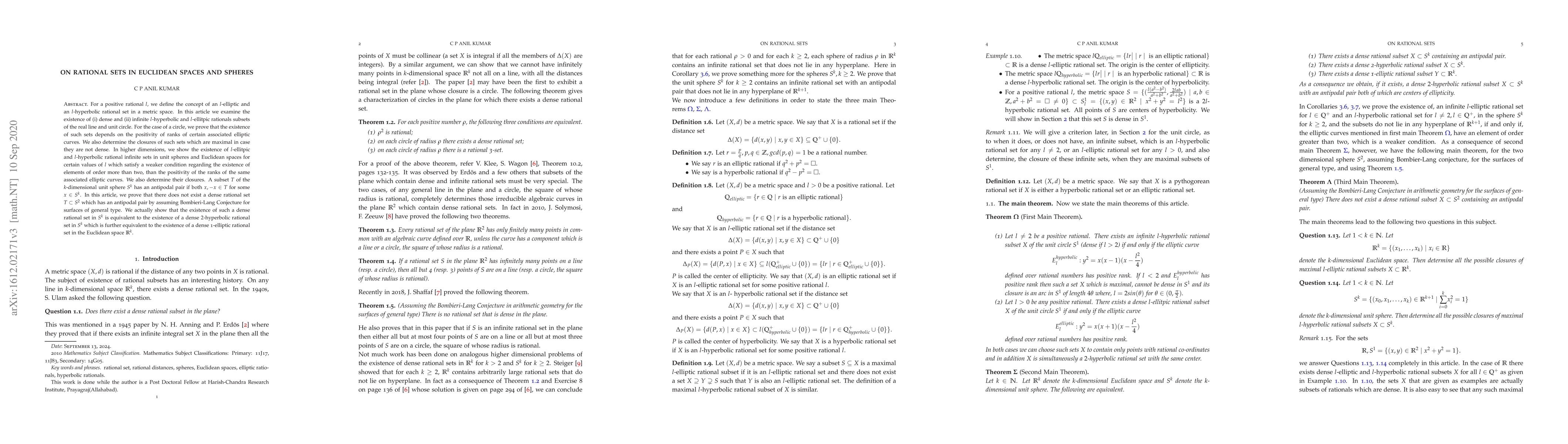 Thumbnail for On Rational Sets in Euclidean Spaces and Spheres
