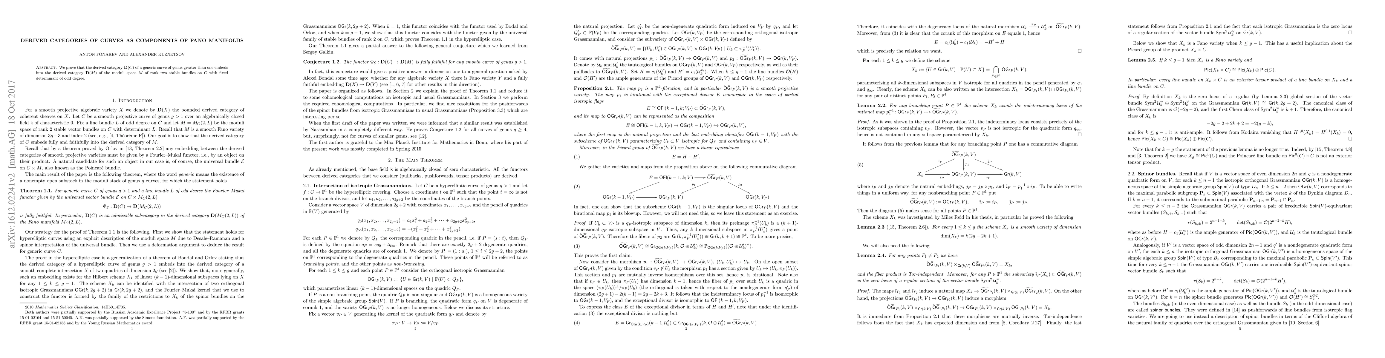 Thumbnail for Derived categories of curves as components of Fano manifolds