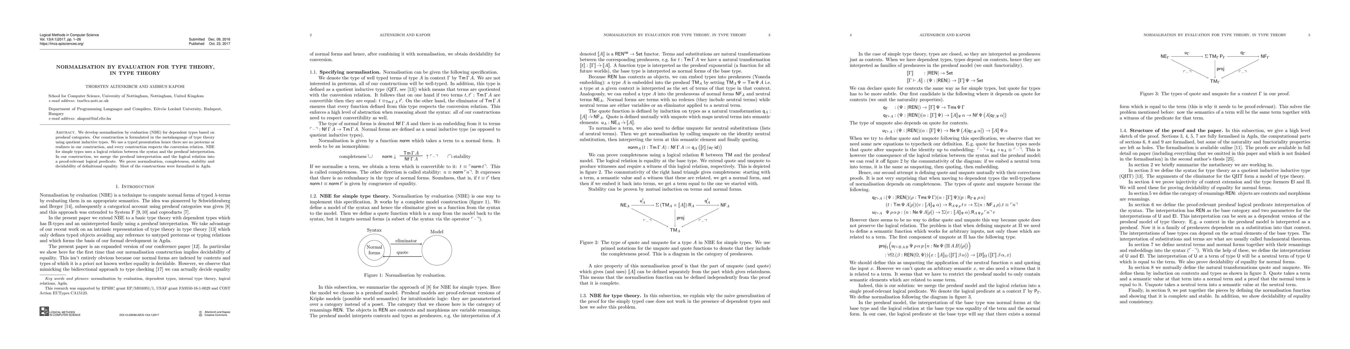Thumbnail for Normalisation by Evaluation for Type Theory, in Type Theory