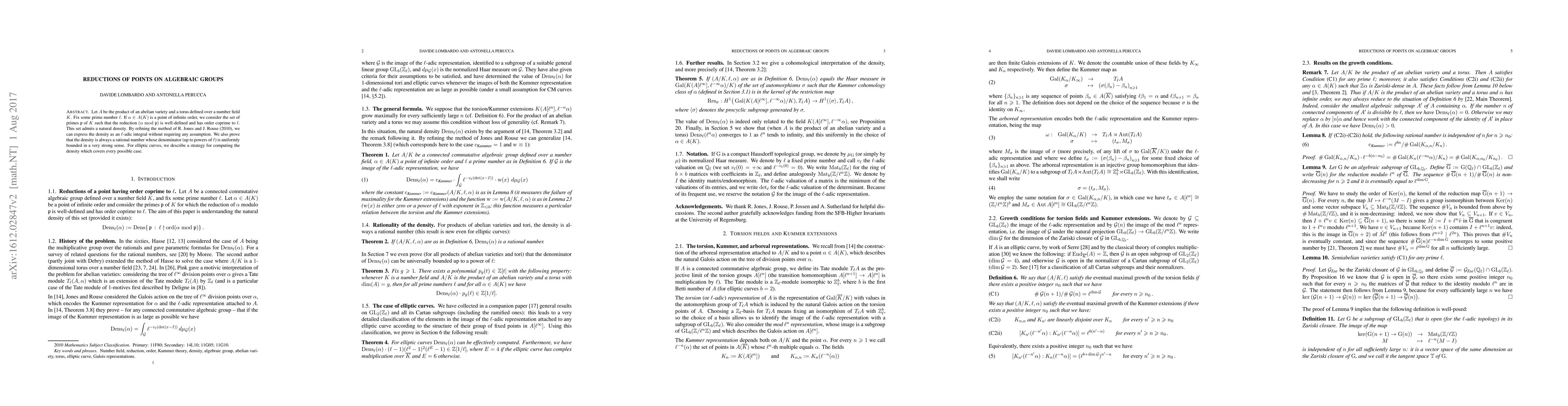 Thumbnail for Reductions of points on algebraic groups