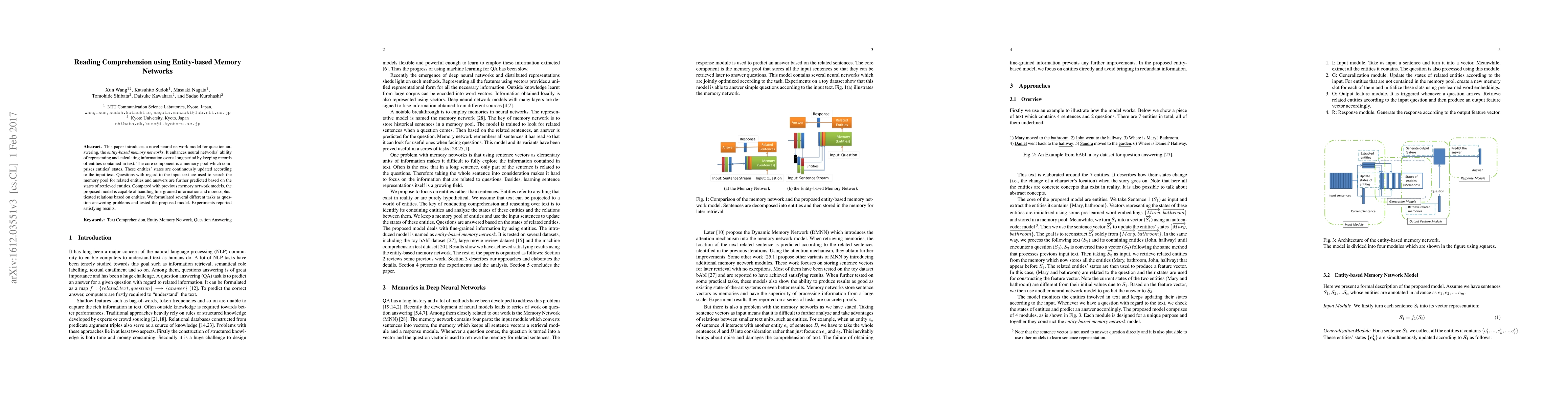 Thumbnail for Reading Comprehension using Entity-based Memory Network