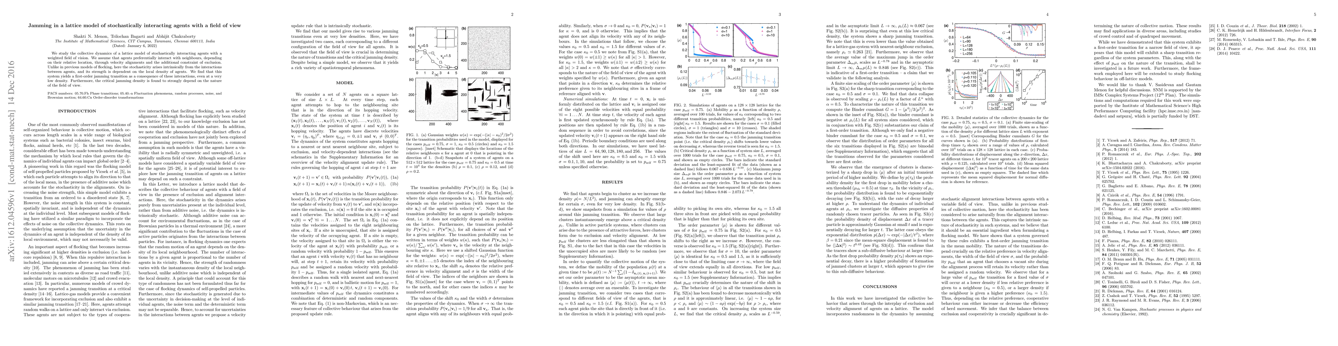 Thumbnail for Jamming in a lattice model of stochastically interacting agents with a
  field of view