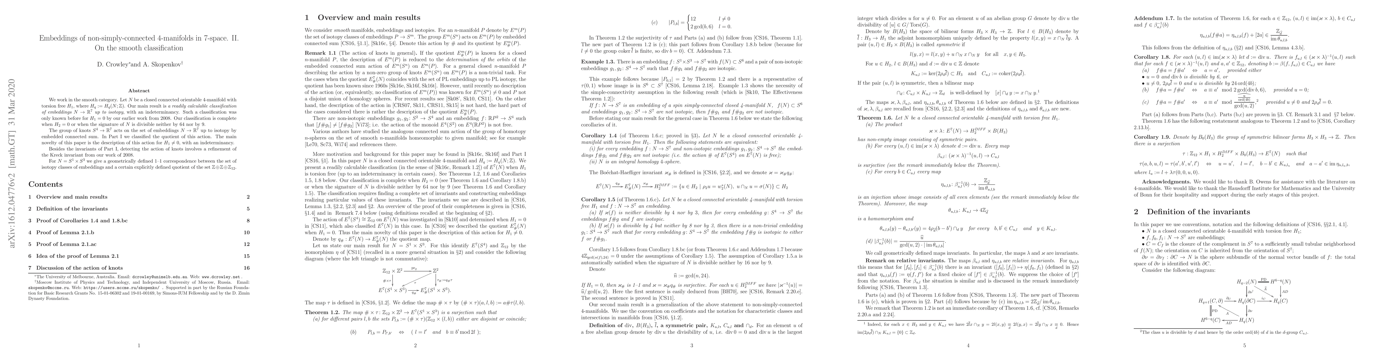 Thumbnail for Embeddings of non-simply-connected 4-manifolds in 7-space. II. On the
  smooth classification