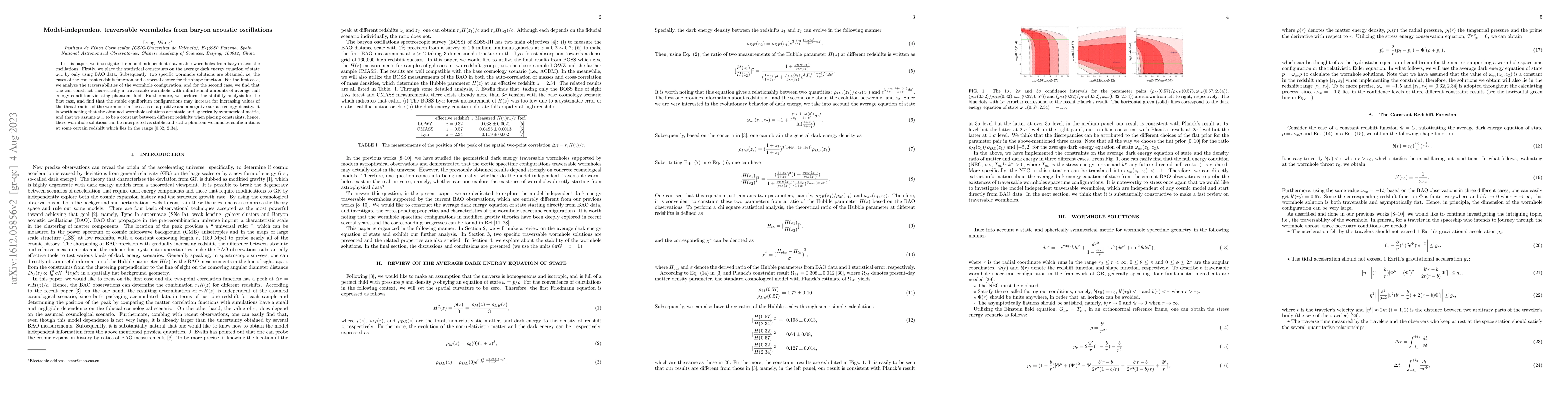 Thumbnail for Model-independent traversable wormholes from baryon acoustic
  oscillations