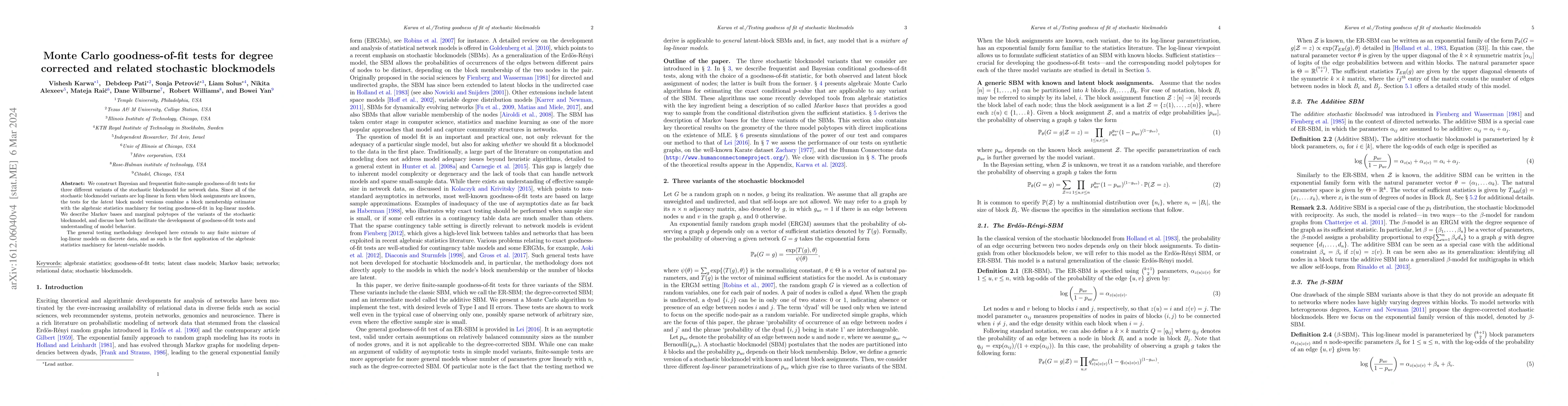 Thumbnail for Monte Carlo goodness-of-fit tests for degree corrected and related
  stochastic blockmodels