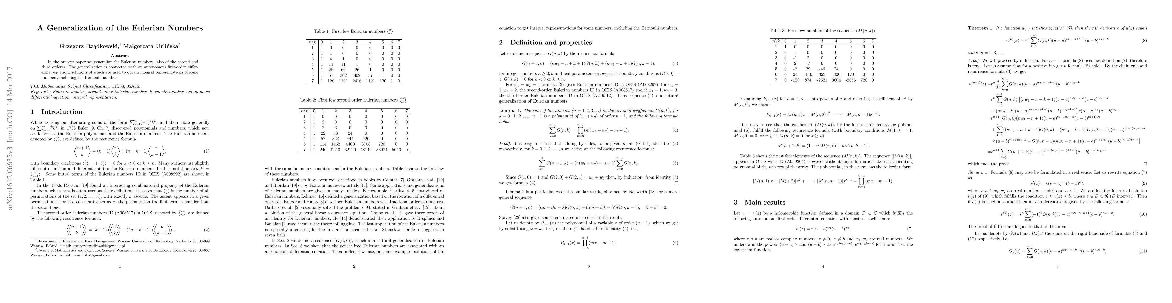 Thumbnail for A Generalization of the Eulerian Numbers