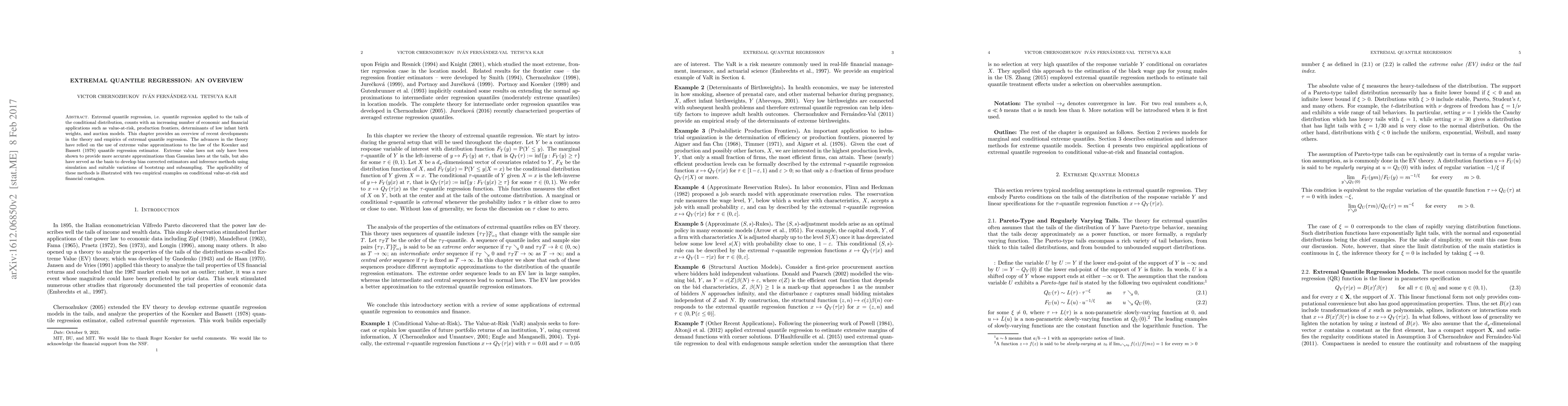 Thumbnail for Extremal Quantile Regression: An Overview