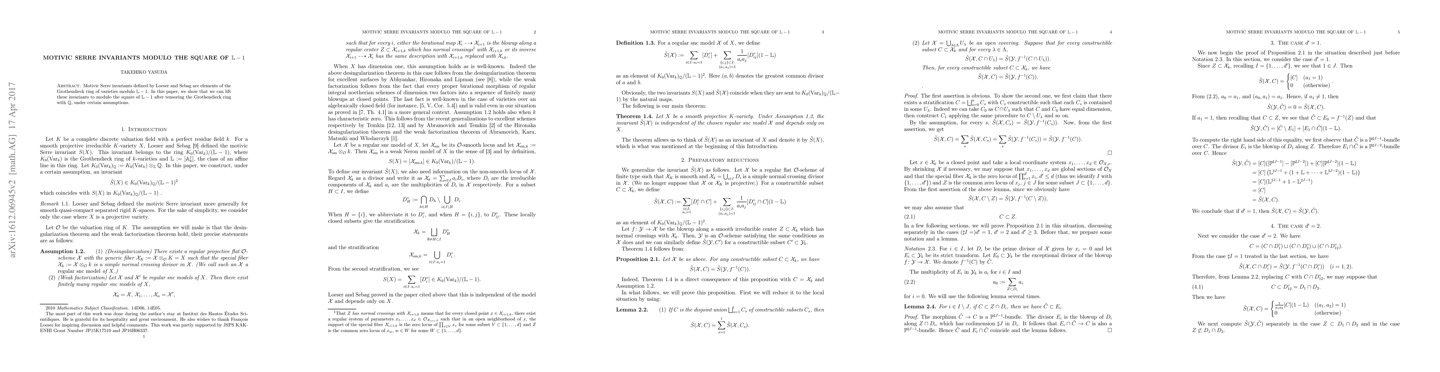 Thumbnail for Motivic Serre invariants modulo the square of $\mathbb{L}-1$