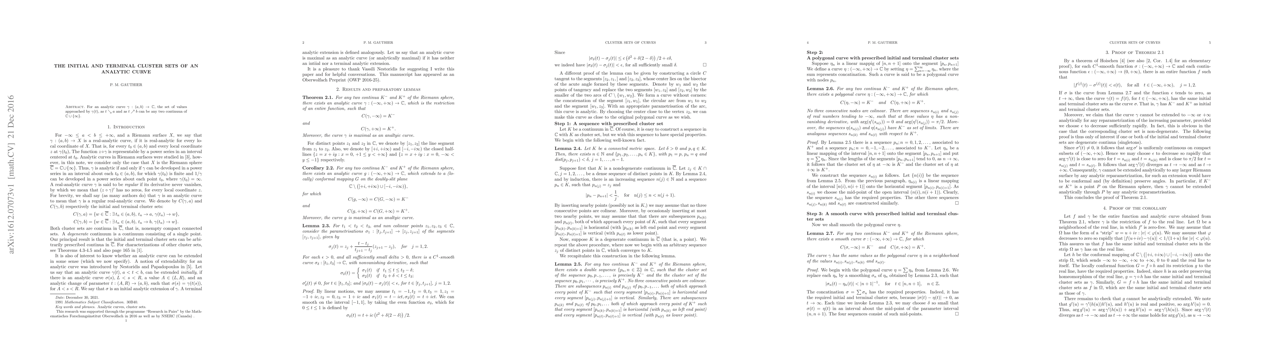 Thumbnail for The initial and terminal cluster sets of an analytic curve