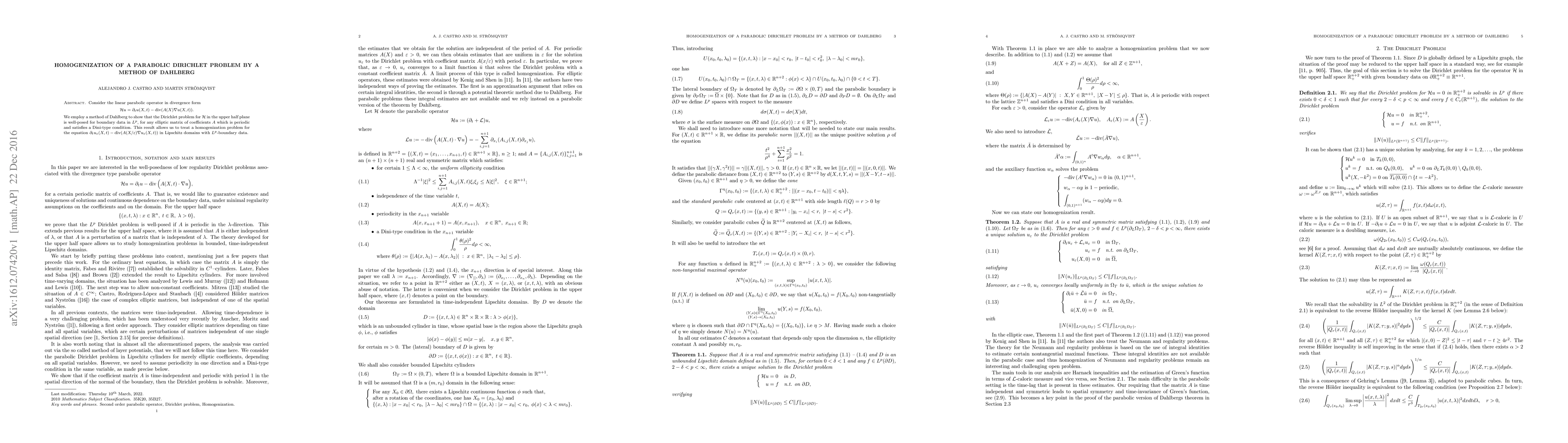 Thumbnail for Homogenization of a parabolic Dirichlet problem by a method of Dahlberg