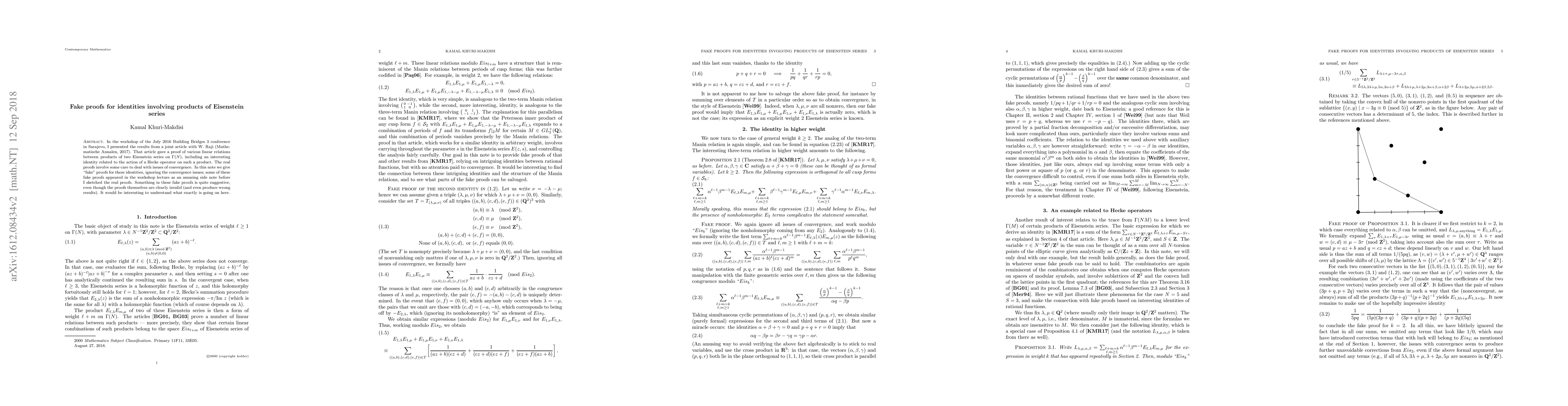 Thumbnail for Fake proofs for identities involving products of Eisenstein series