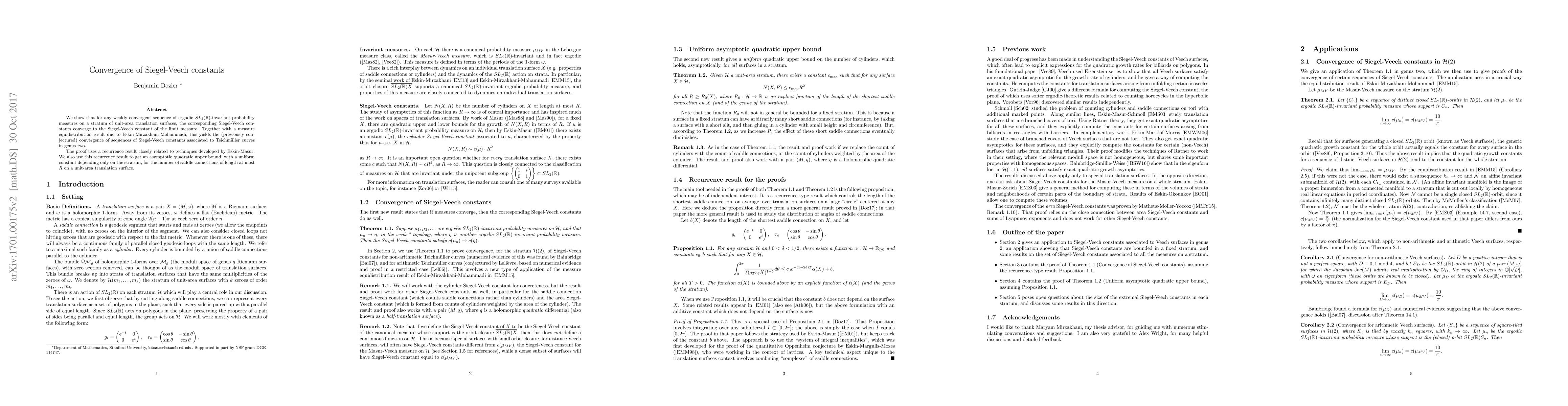 Thumbnail for Convergence of Siegel-Veech constants