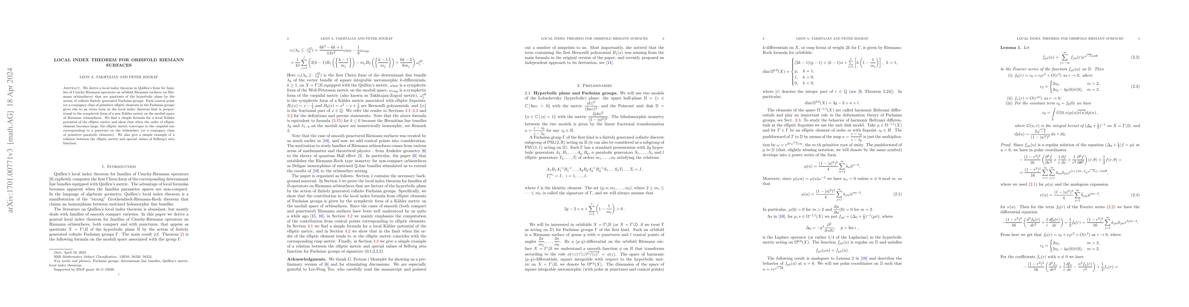 Thumbnail for Local index theorem for orbifold Riemann surfaces