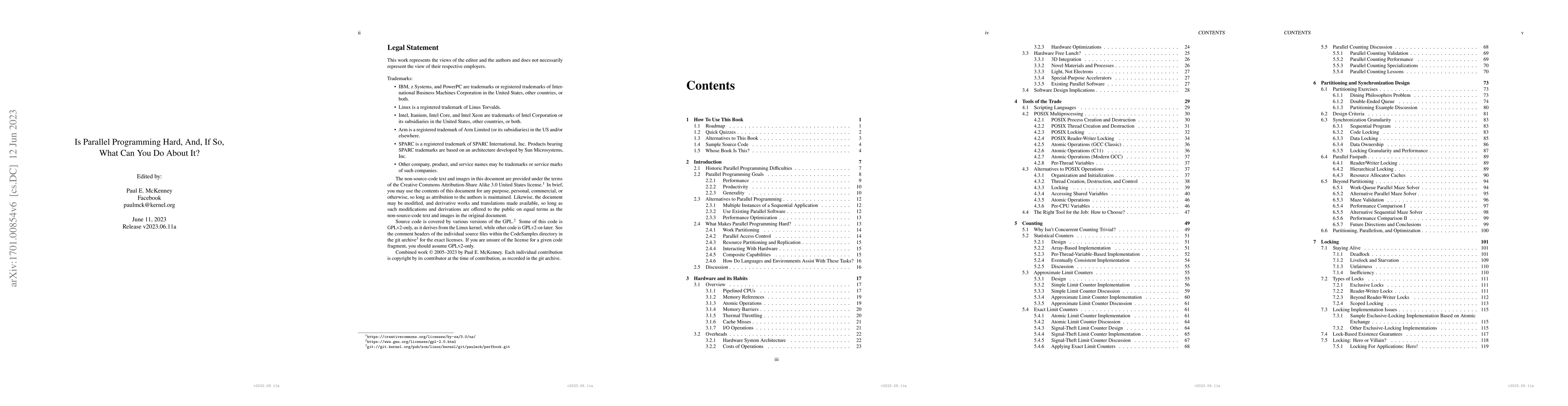 Thumbnail for Is Parallel Programming Hard, And, If So, What Can You Do About It?
  (Release v2023.06.11a)