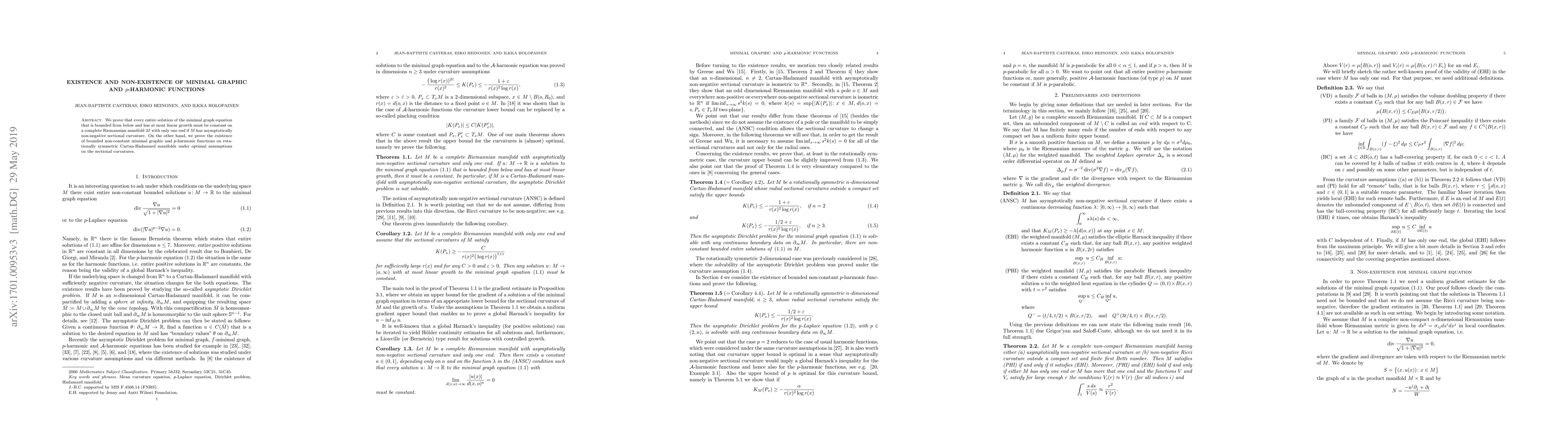 Thumbnail for Existence and non-existence of minimal graphic and $p$-harmonic
  functions