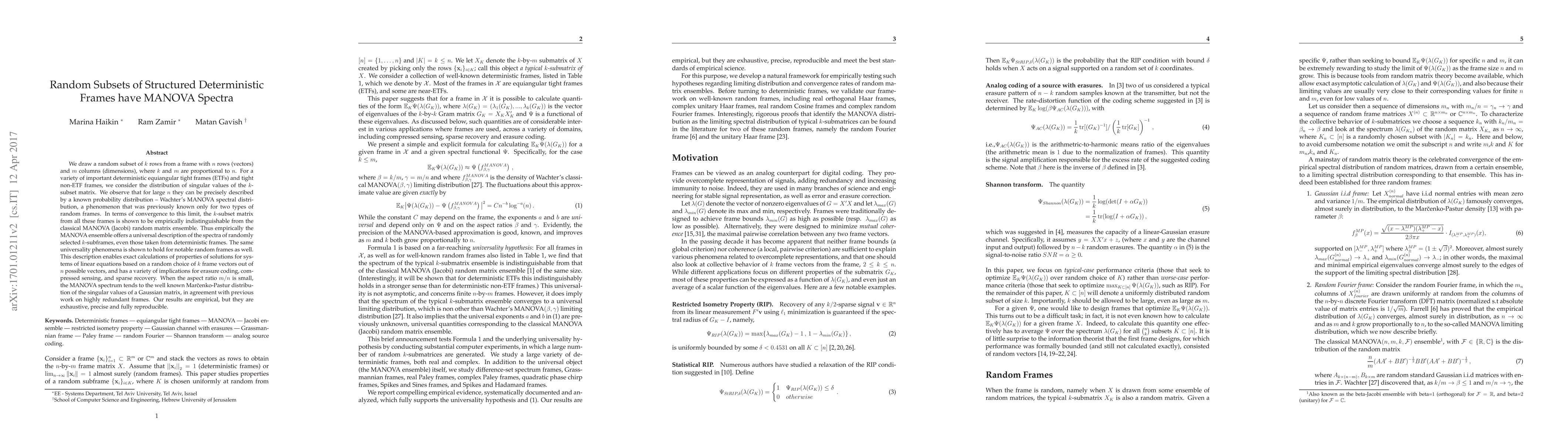 Thumbnail for Random Subsets of Structured Deterministic Frames have MANOVA Spectra