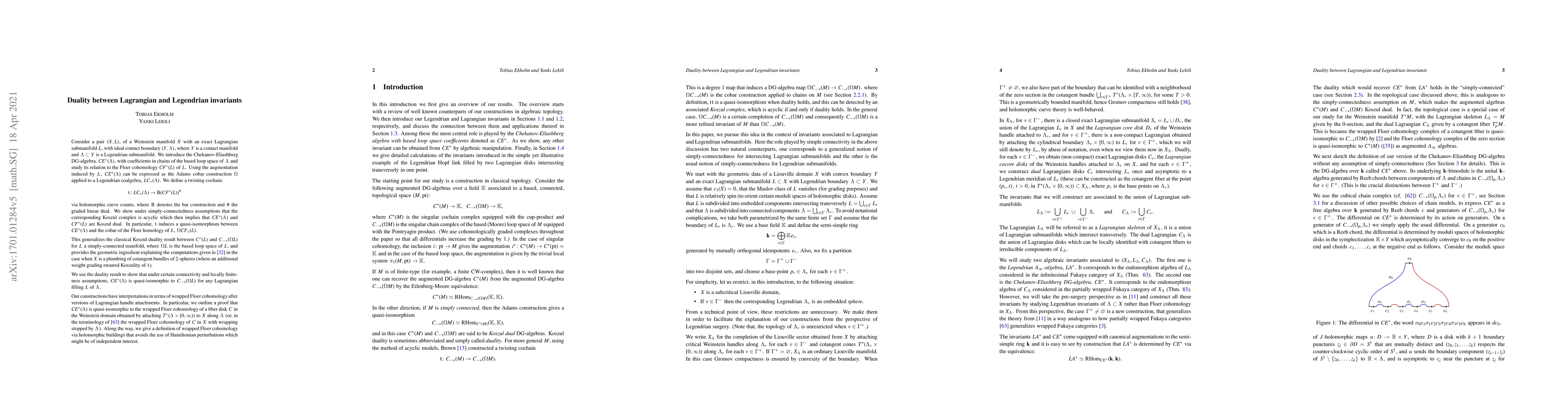 Thumbnail for Duality between Lagrangian and Legendrian invariants