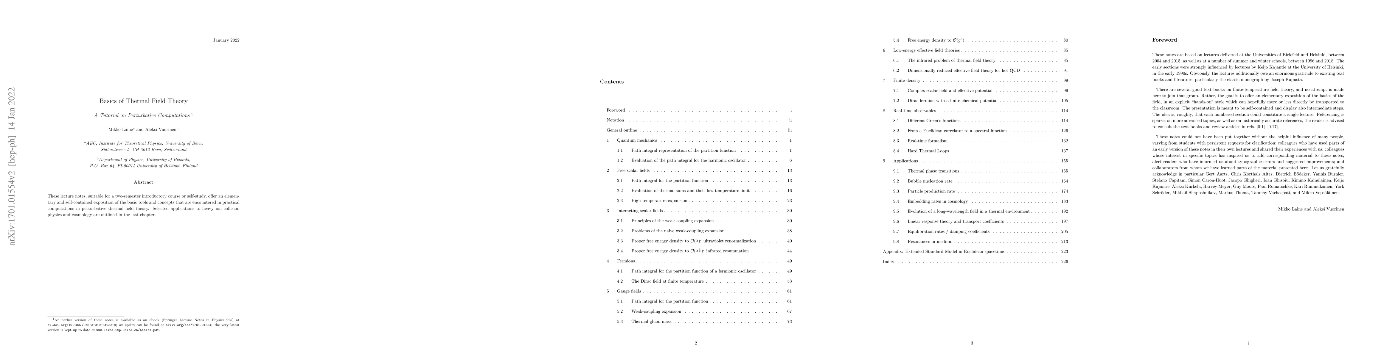 Thumbnail for Basics of thermal field theory -- a tutorial on perturbative
  computations