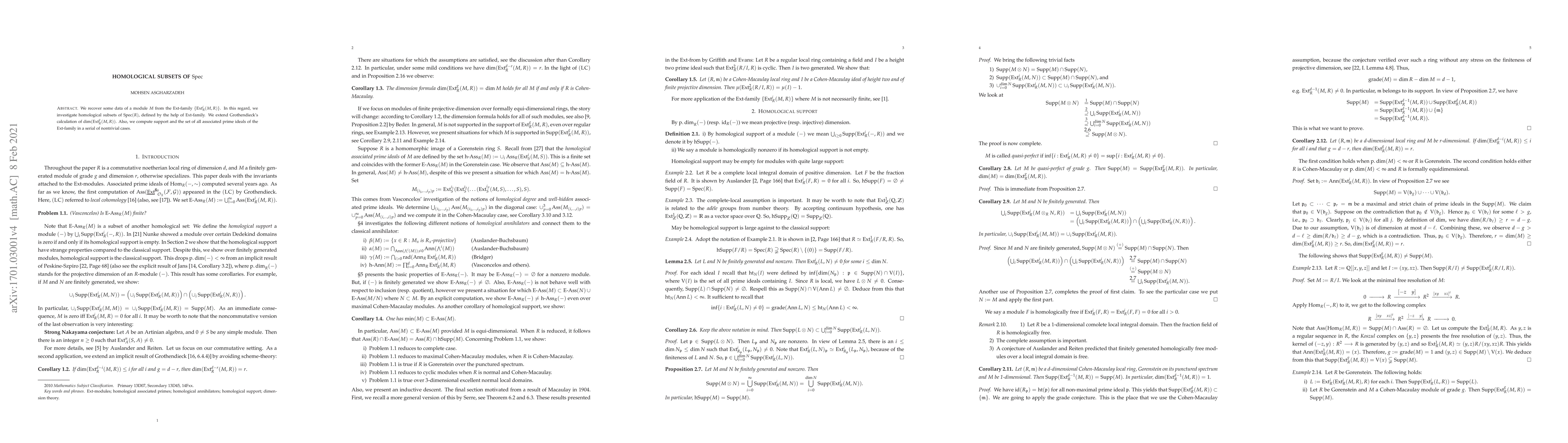 Thumbnail for Homological subsets of Spec