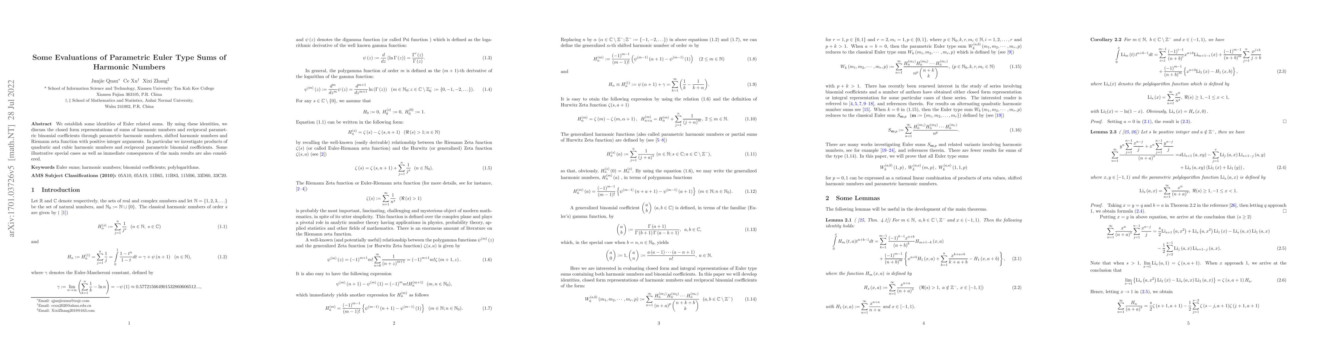 Thumbnail for Some Evaluations of Parametric Euler Type Sums of Harmonic Numbers