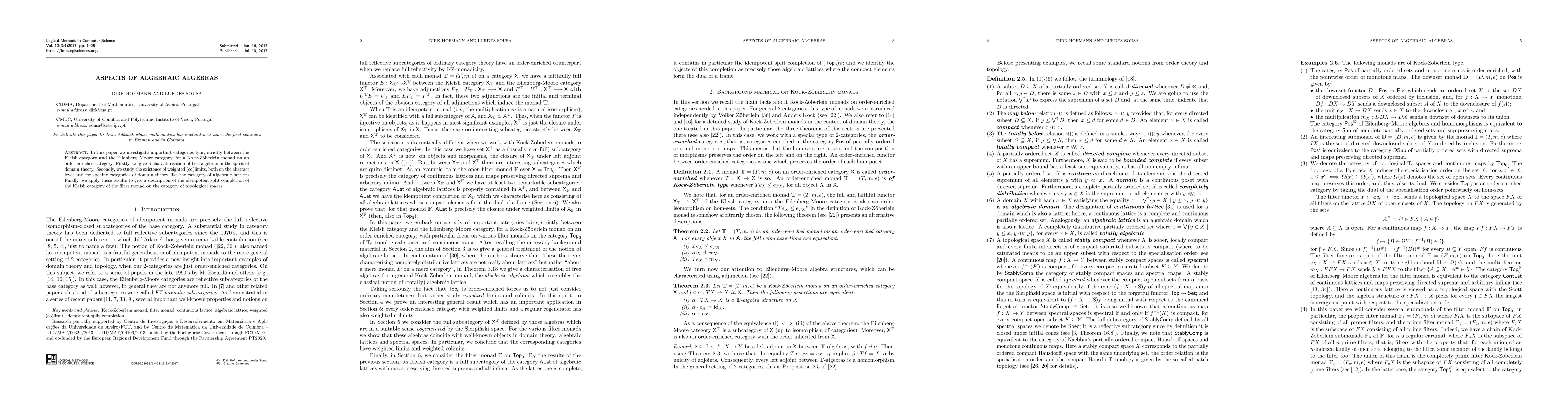 Thumbnail for Aspects of algebraic Algebras