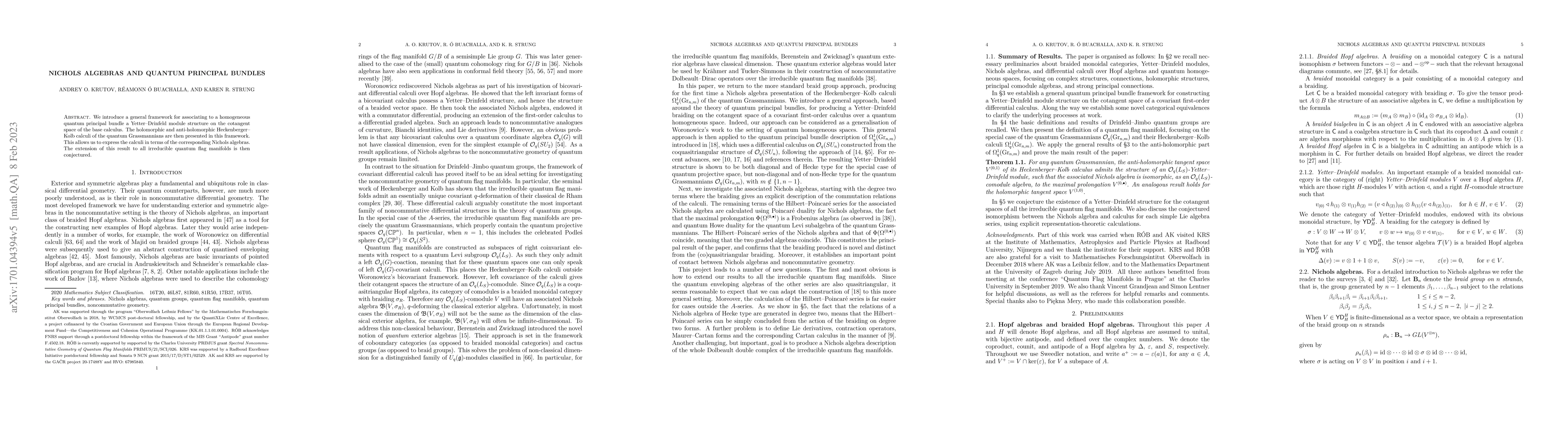 Thumbnail for Nichols Algebras and Quantum Principal Bundles