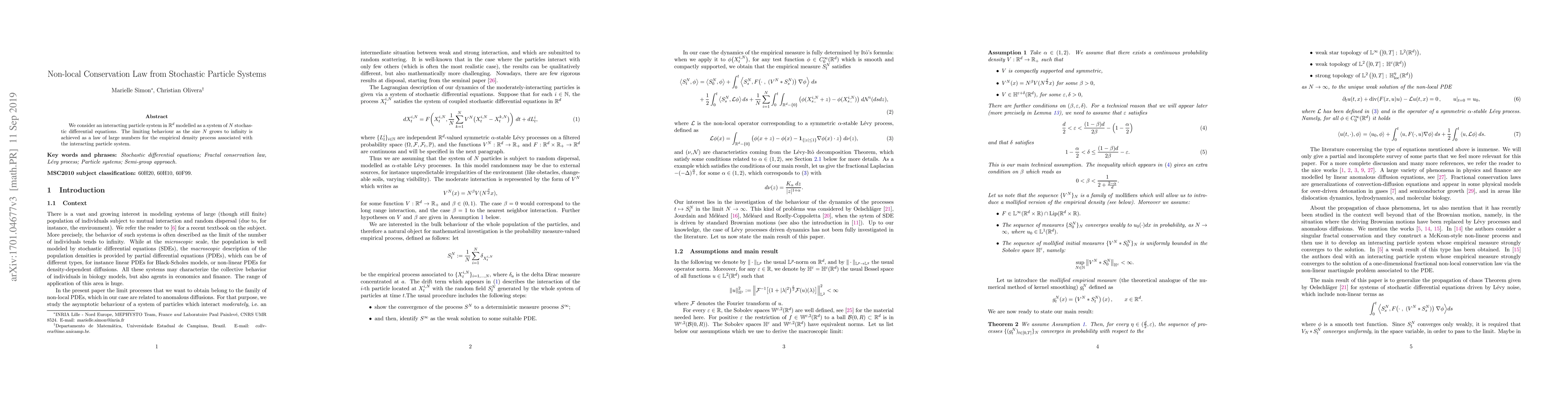 Thumbnail for Non-local Conservation Law from Stochastic Particle Systems