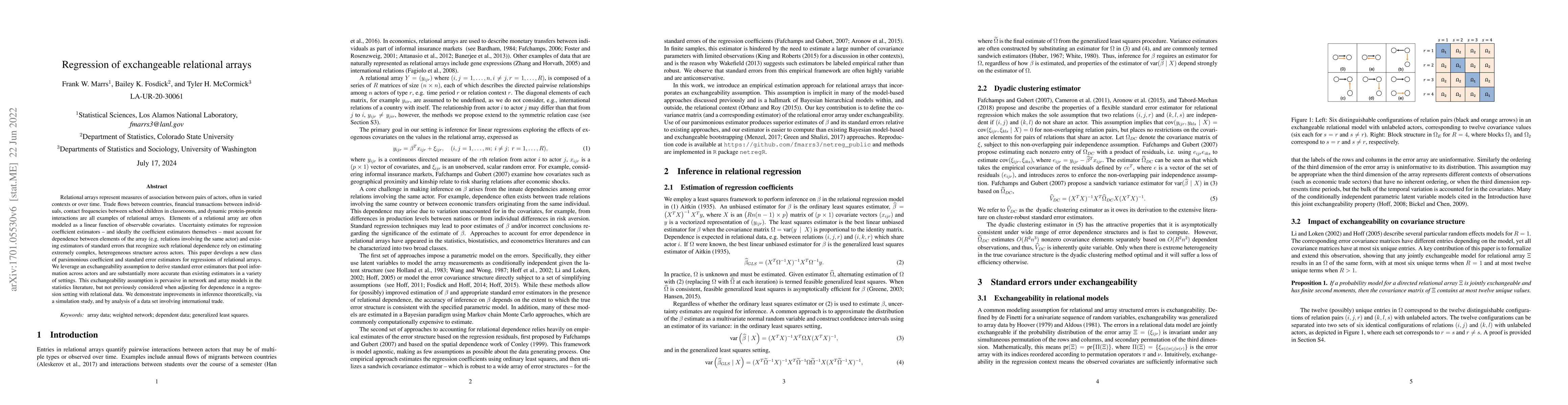 Thumbnail for Regression of exchangeable relational arrays