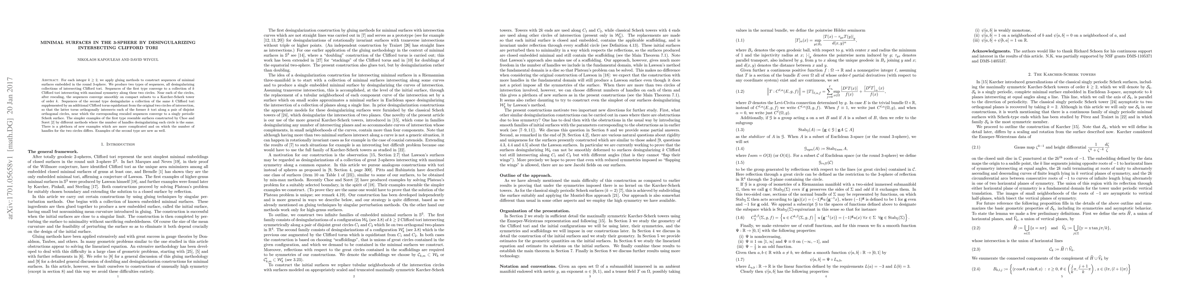 Thumbnail for Minimal surfaces in the 3-sphere by desingularizing intersecting
  Clifford tori