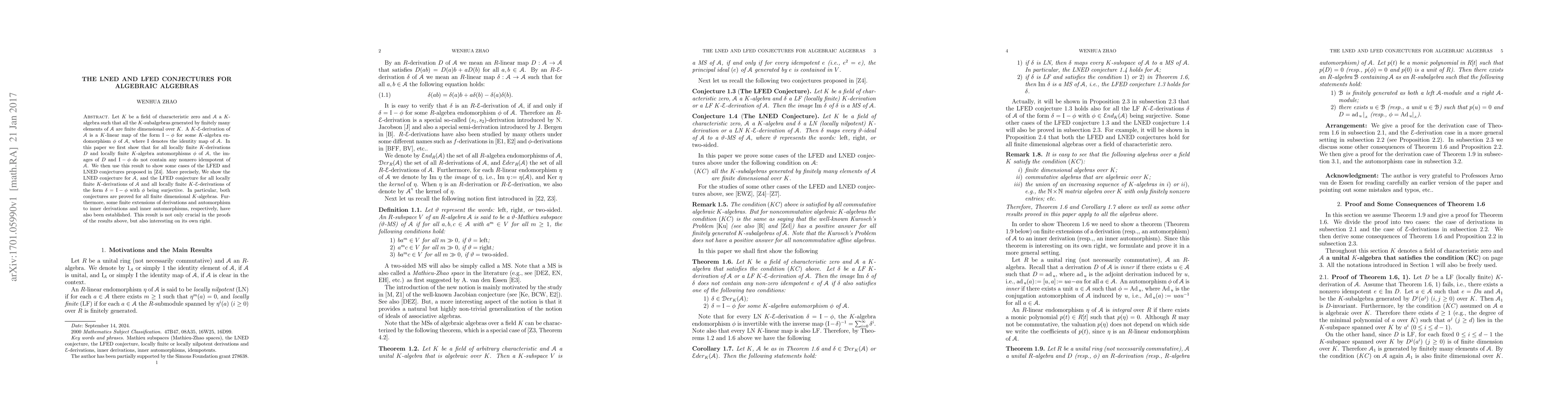 Thumbnail for The LNED and LFED Conjectures for Algebraic Algebras