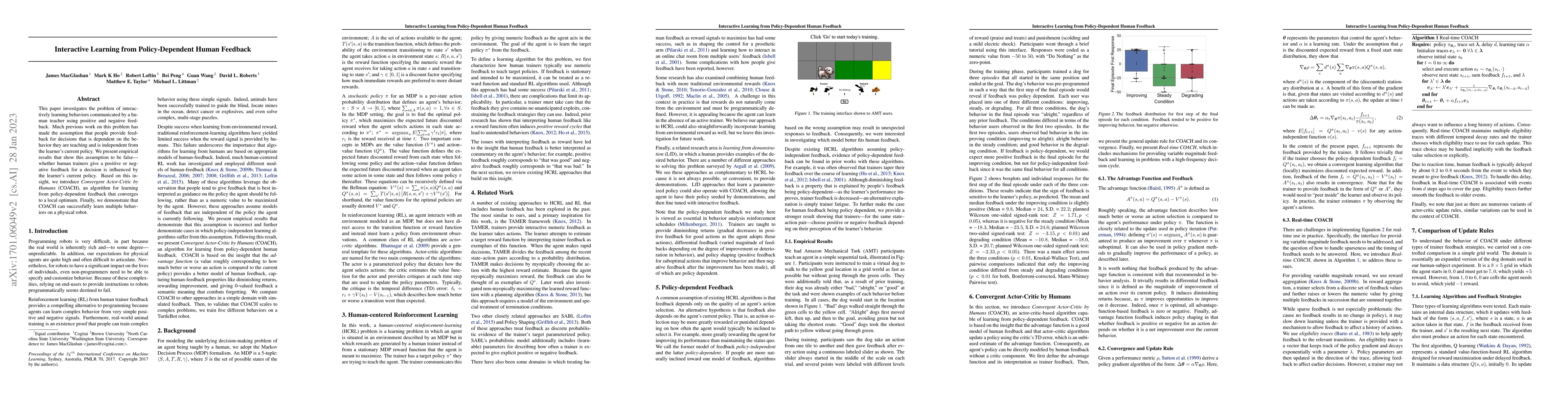 Thumbnail for Interactive Learning from Policy-Dependent Human Feedback