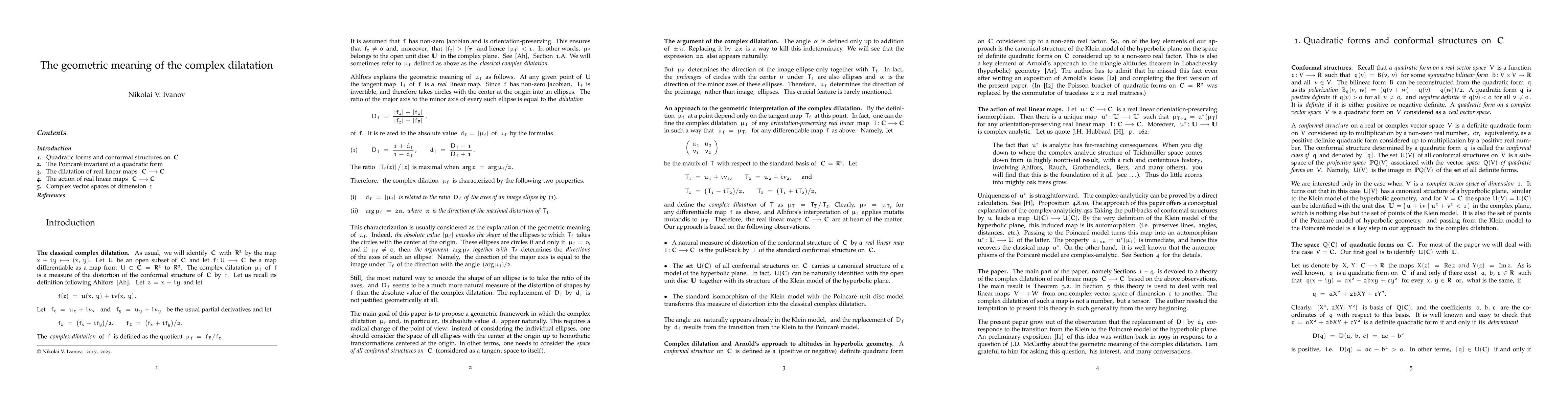 Thumbnail for The geometric meaning of the complex dilatation