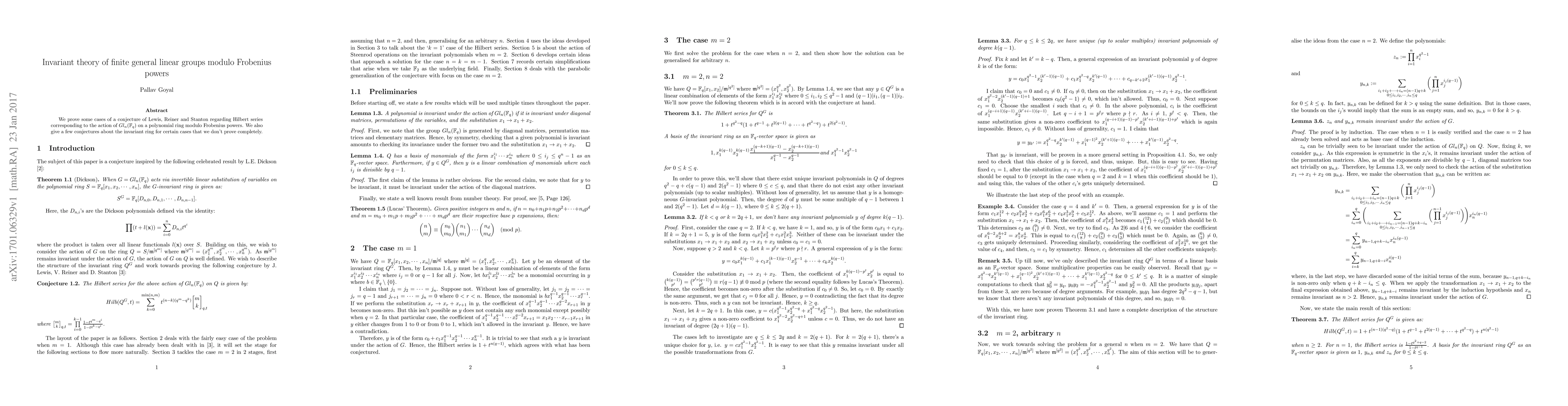 Thumbnail for Invariant Theory of finite general linear groups modulo Frobenius powers