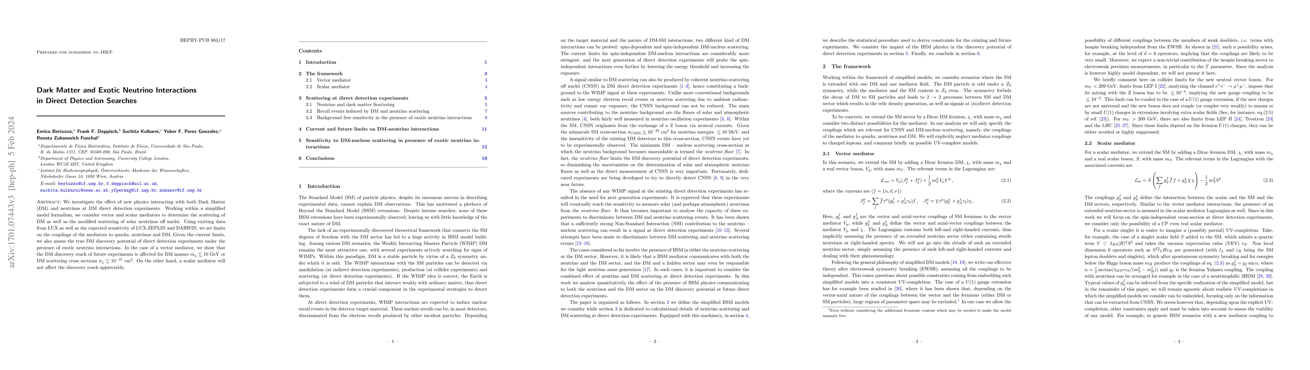 Thumbnail for Dark Matter and Exotic Neutrino Interactions in Direct Detection
  Searches