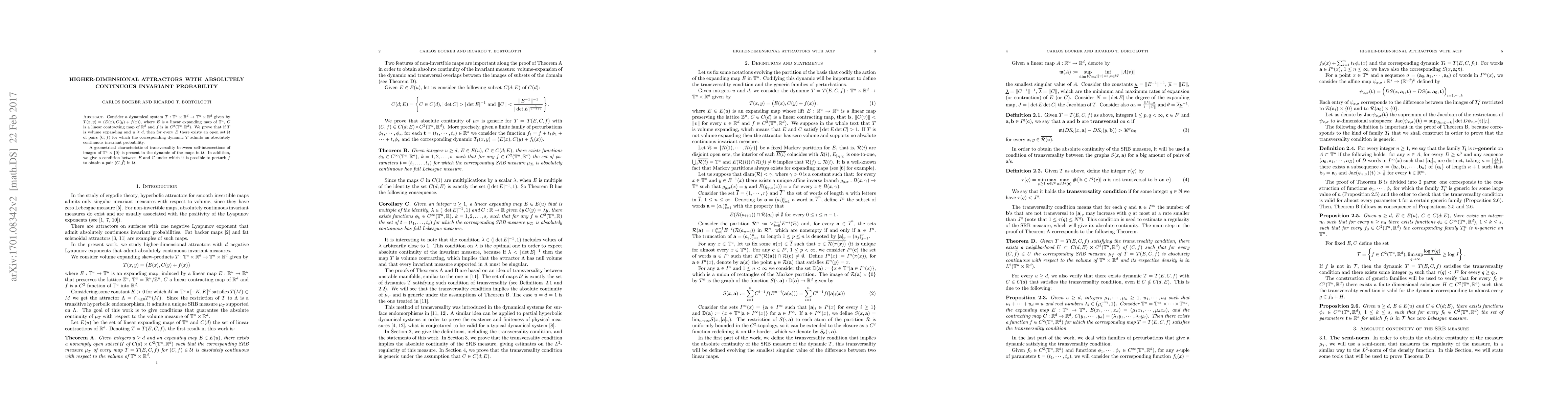 Thumbnail for Higher-dimensional attractors with absolutely continuous invariant
  probability