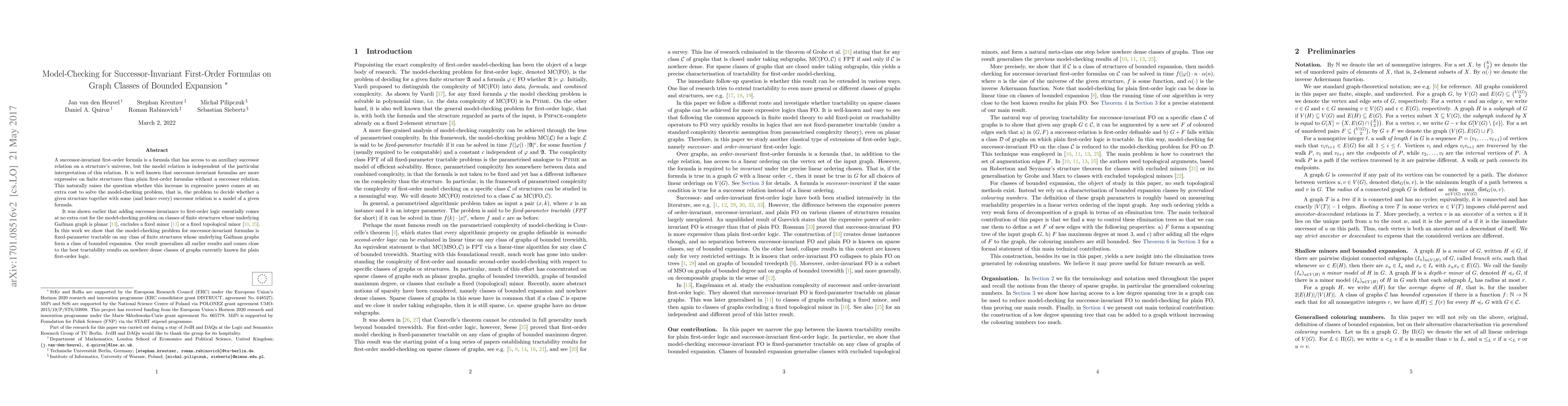 Thumbnail for Model-Checking for Successor-Invariant First-Order Formulas on Graph
  Classes of Bounded Expansion