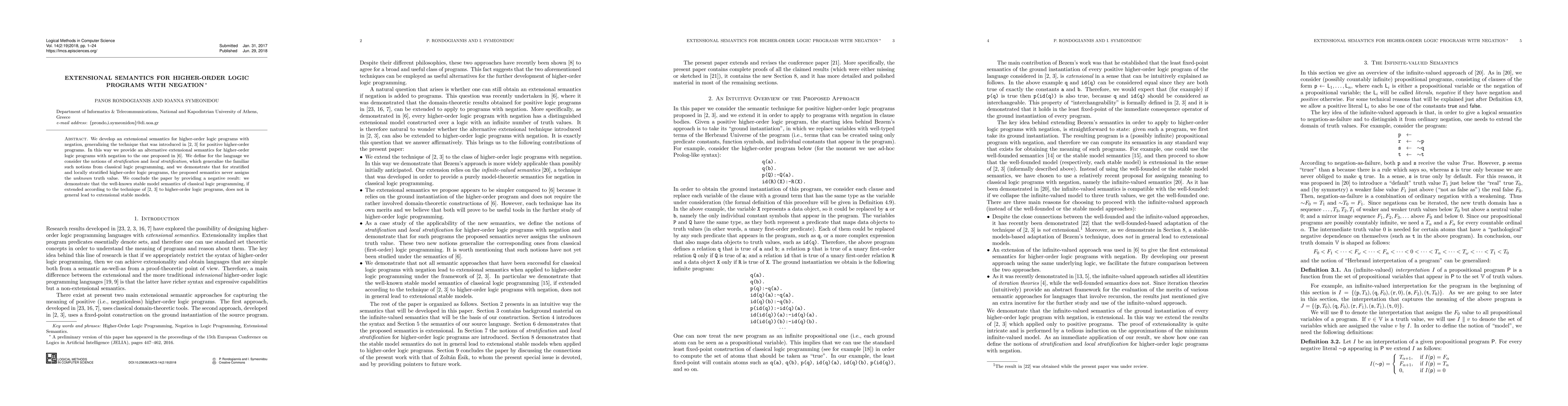 Thumbnail for Extensional Semantics for Higher-Order Logic Programs with Negation