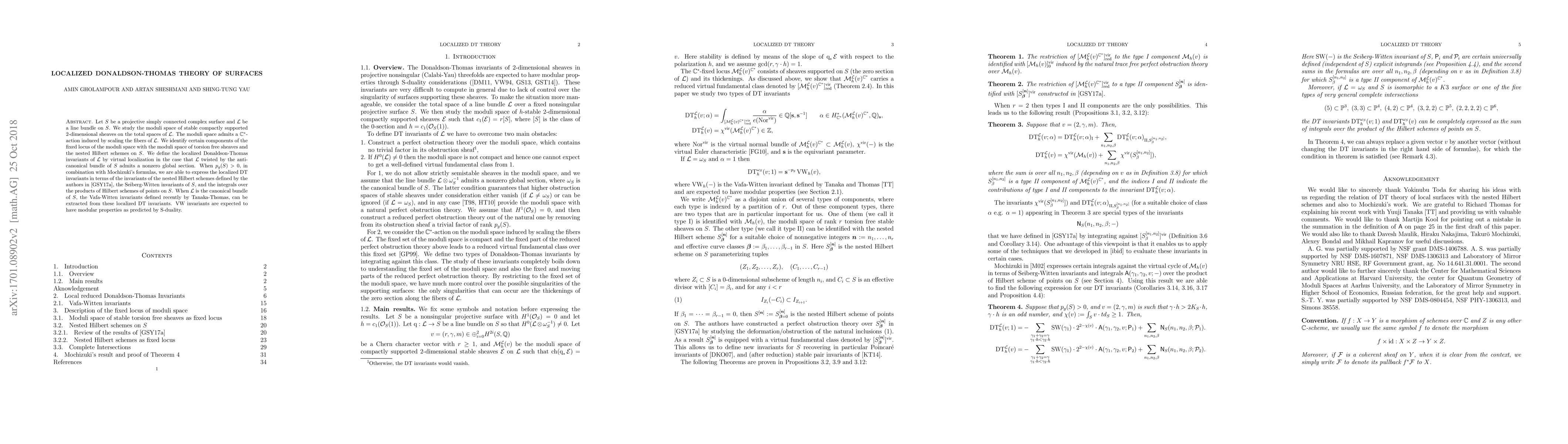 Thumbnail for Localized Donaldson-Thomas theory of surfaces