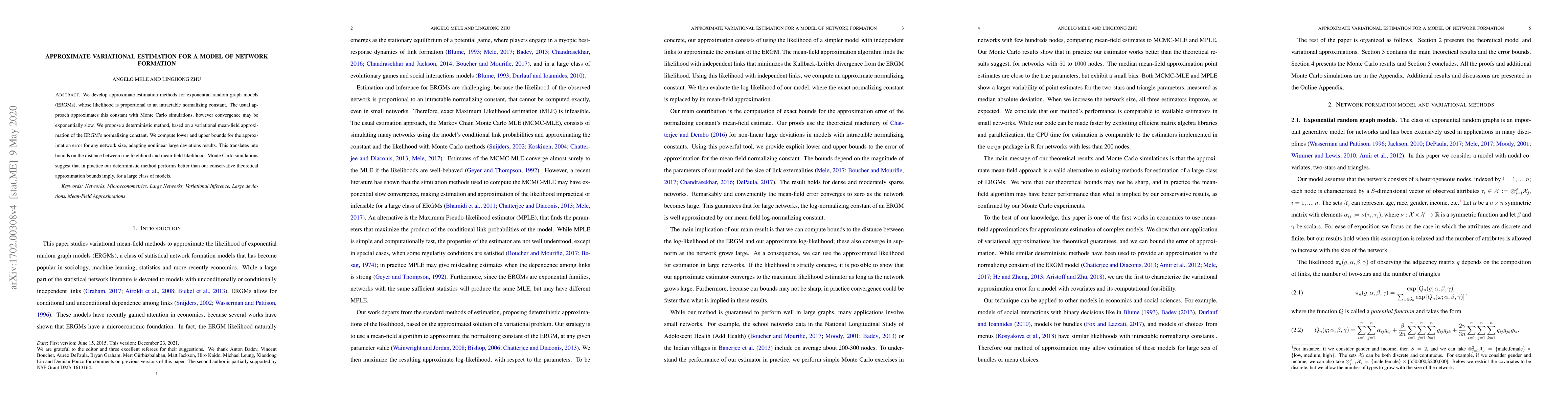 Thumbnail for Approximate Variational Estimation for a Model of Network Formation