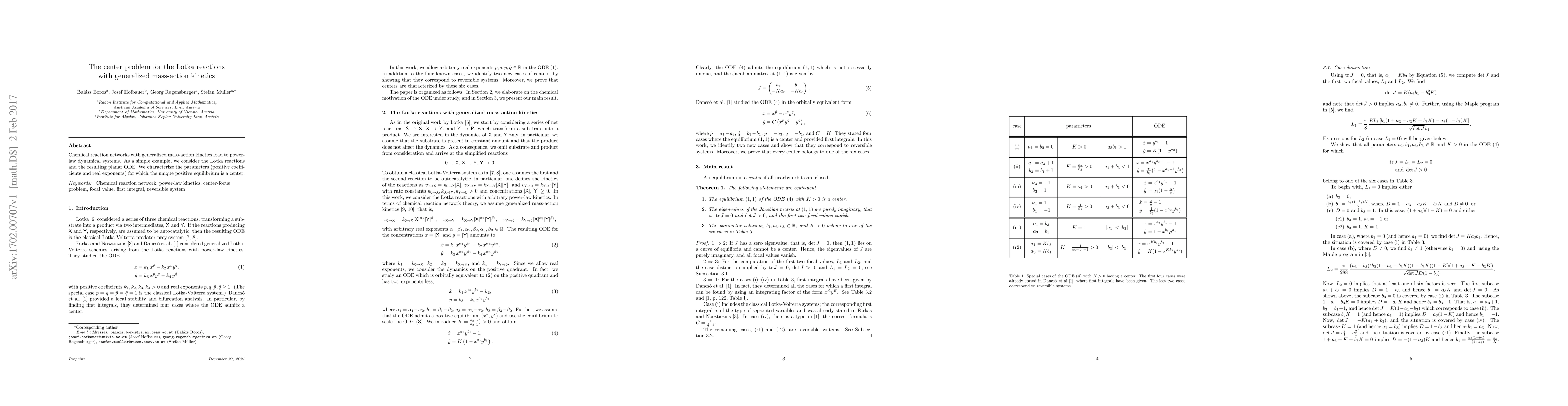Thumbnail for The center problem for the Lotka reactions with generalized mass-action
  kinetics